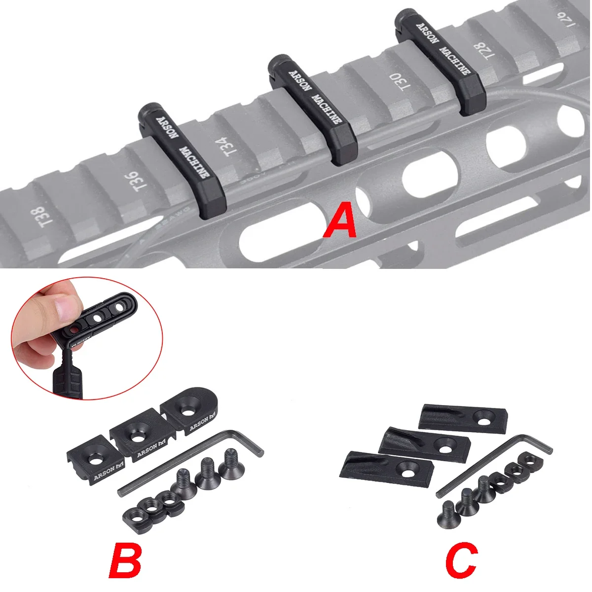 Guía de cables Picatinny CNC para linterna táctica con interruptor - imagen 5