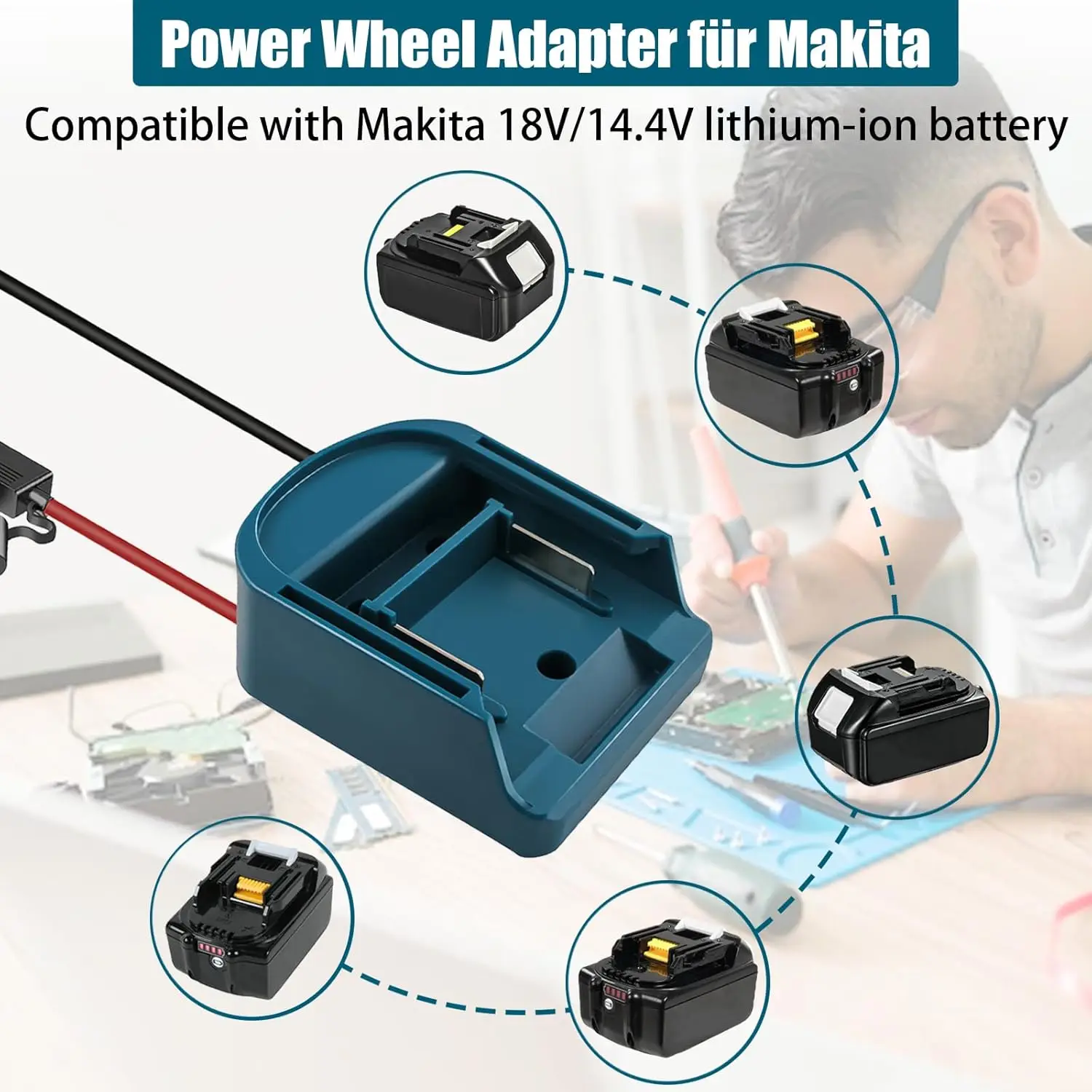Adaptador batería Makita con interruptor de encendido/apagado - imagen 2