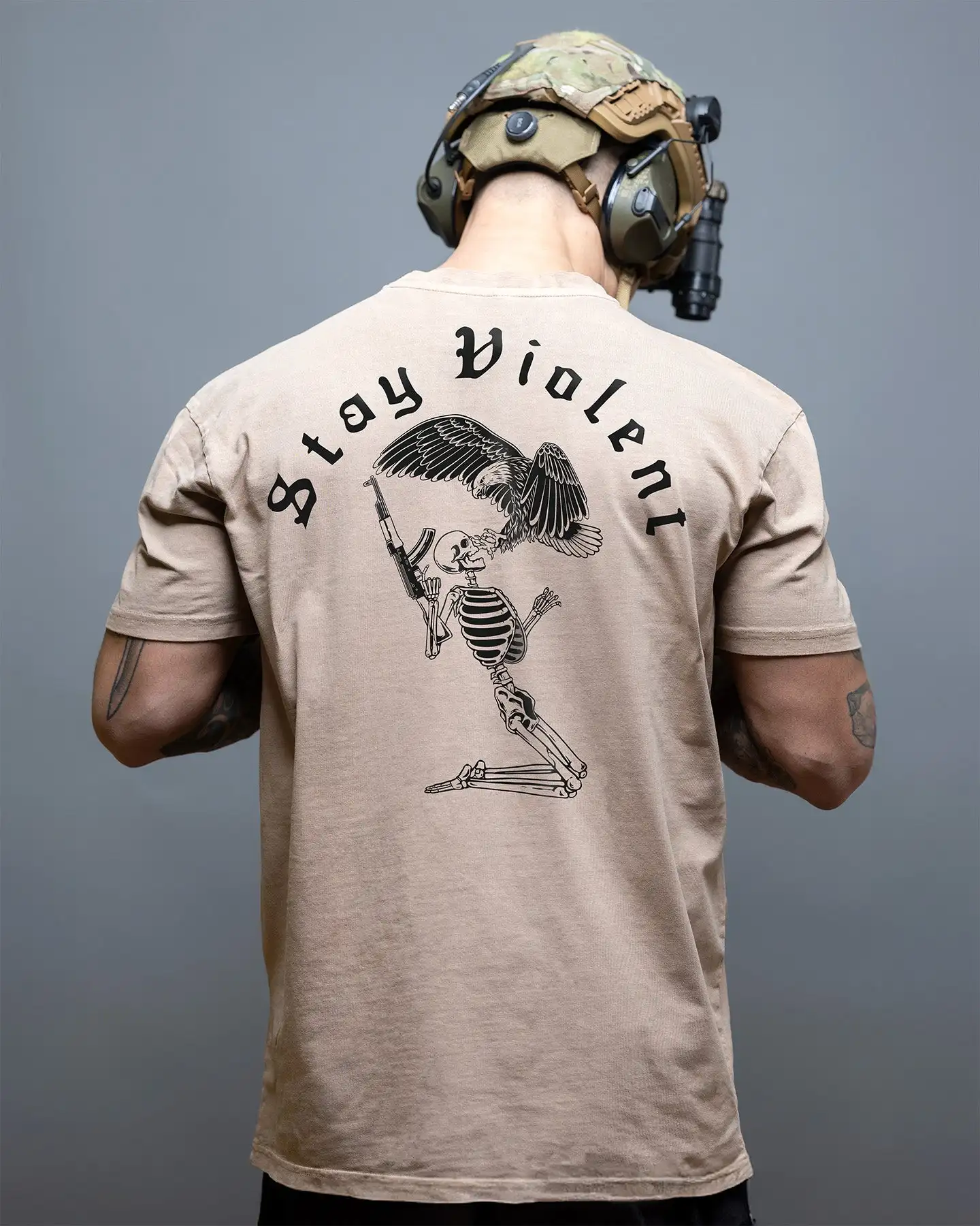 Stay Violent Camiseta táctica transpirable de algodón para deporte - imagen 4