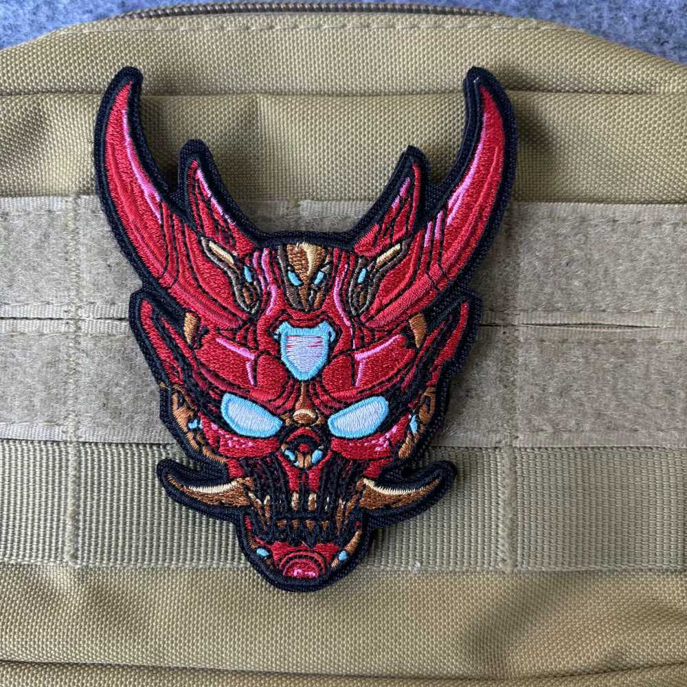 Parche táctico Punk Skull Hell Demon bordado velcro – insignia militar - imagen 3