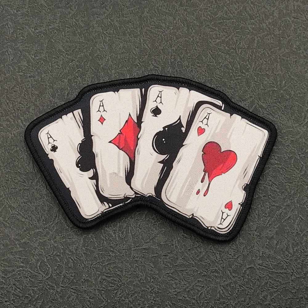 Parche táctico tejido As de póker vintage oscuro para MOLLE - imagen 2