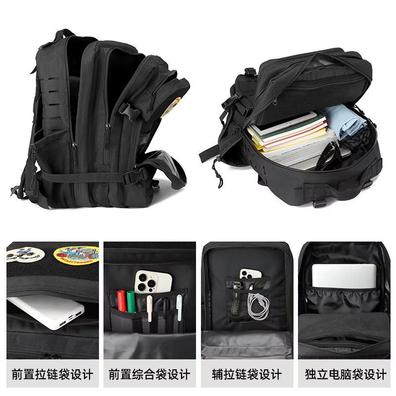 Mochila táctica MOLLE para exteriores ripstop con soporte botella - imagen 3