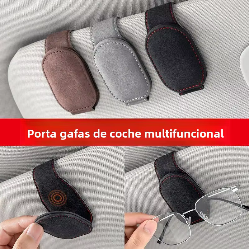 Clip gafas de sol multiusos funda cuero para visera coche - imagen 4