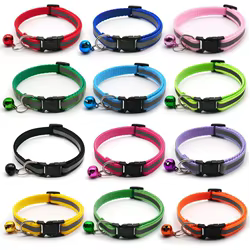 Collar reflectante ajustable con campana – 12 colores para perro y gato
