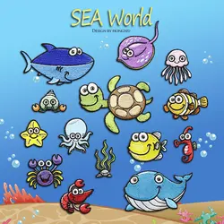 Parche termoadhesivo criaturas marinas cartoon para ropa infantil