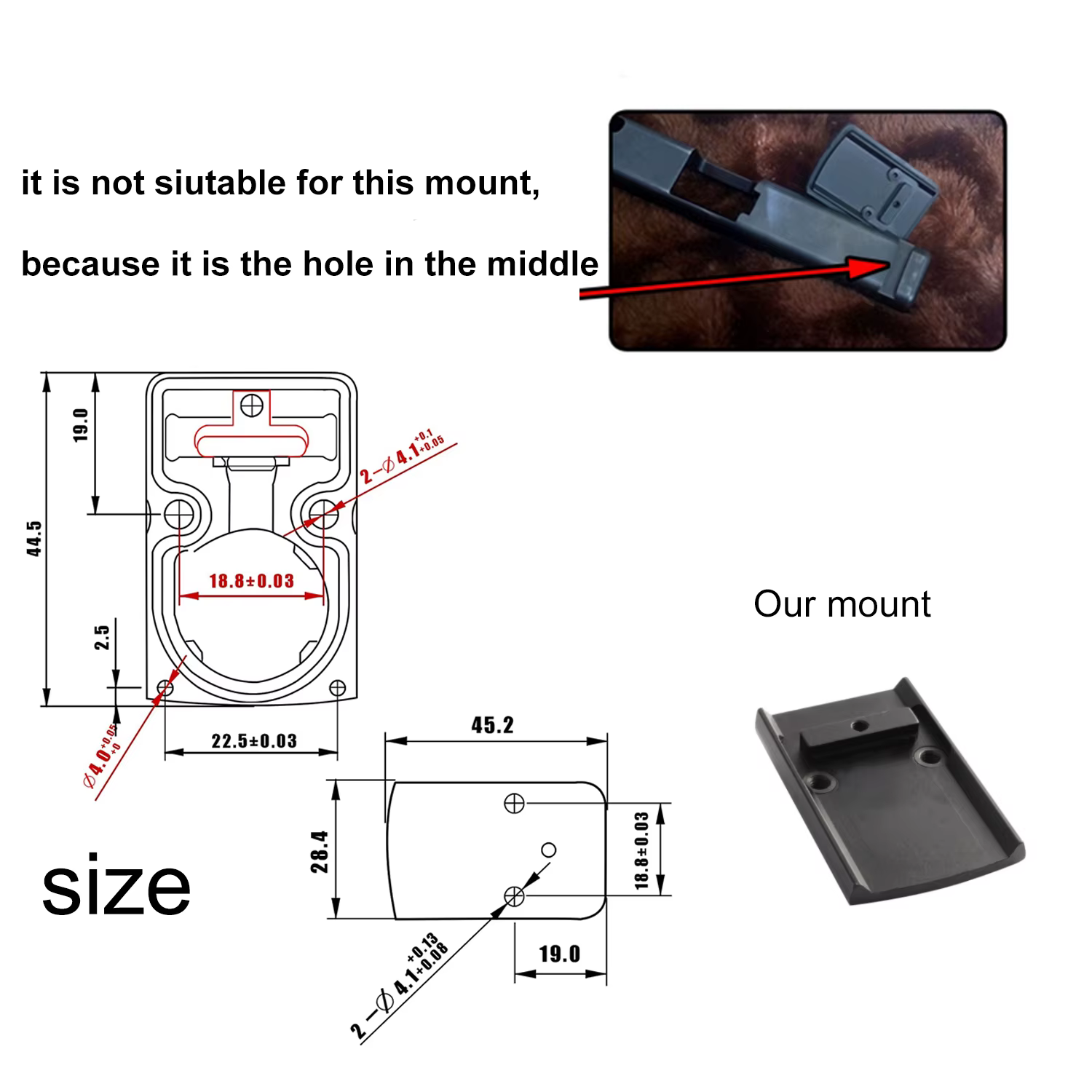 MR mira punto rojo mini compatible con riel de 20 mm para caza táctica - imagen 4