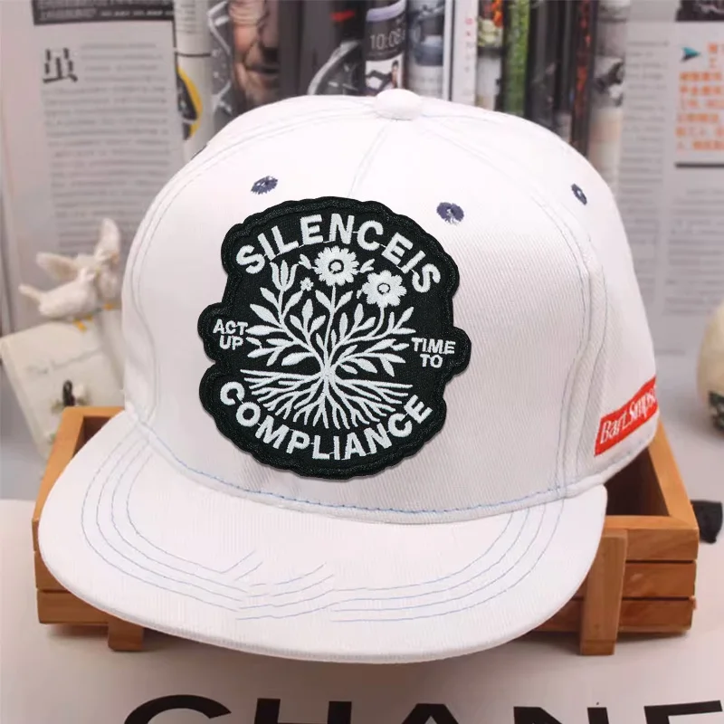 Silenceis Compliance parche bordado termoadhesivo flores slogan acción - imagen 3