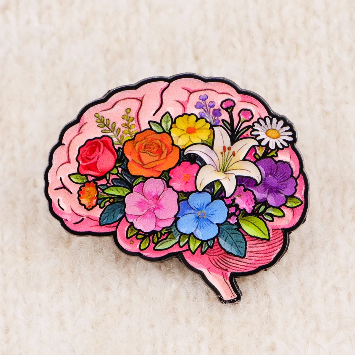 Broches esmalte médicos flor corazón cerebro – Accesorios para ropa mochila - imagen 5