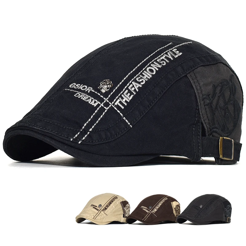 Gorra de algodón con calavera bordada táctica para hombre