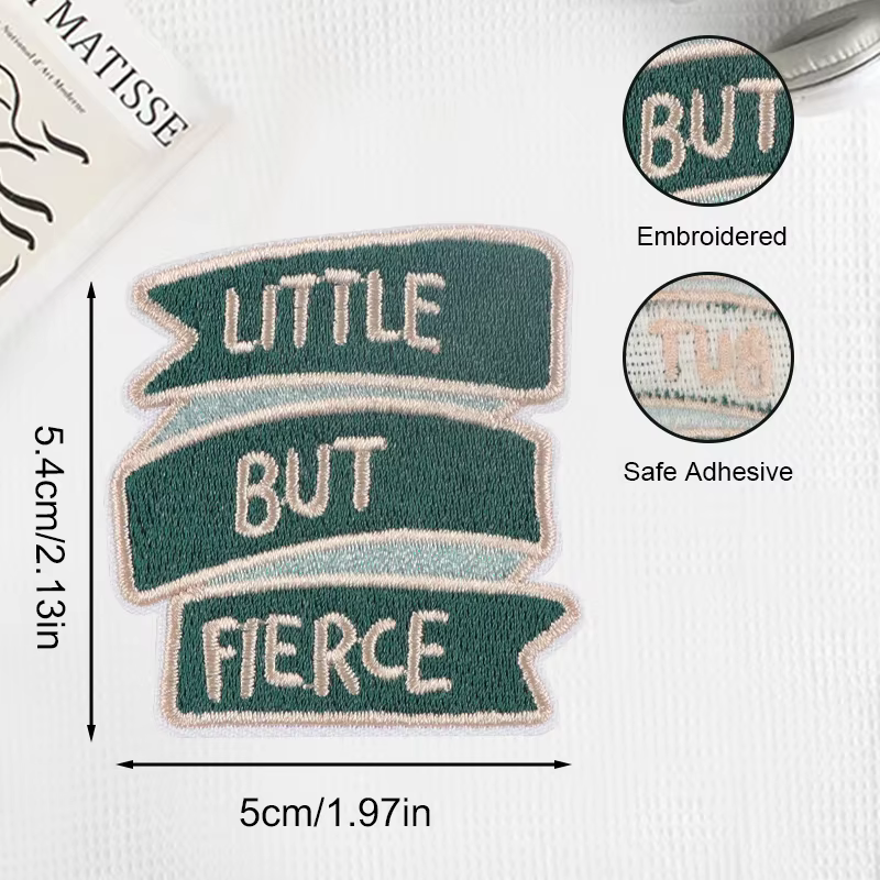 Parche bordado termoadhesivo Little But Fierce, insignia DIY - imagen 4