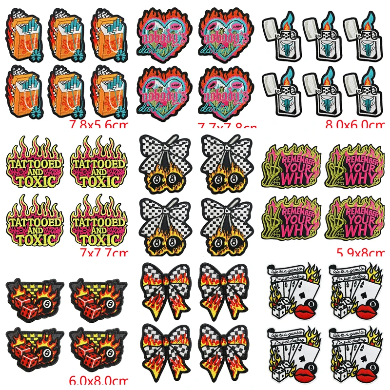 Parches bordados retro flame tatuaje planchables – Slogans para chaquetas y mochilas - imagen 3