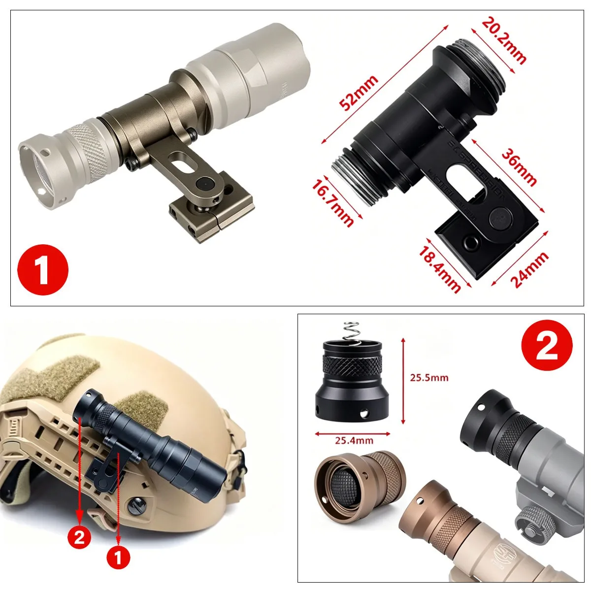 Soporte de linterna táctica para casco SureFire M300 Picatinny ARC - imagen 5