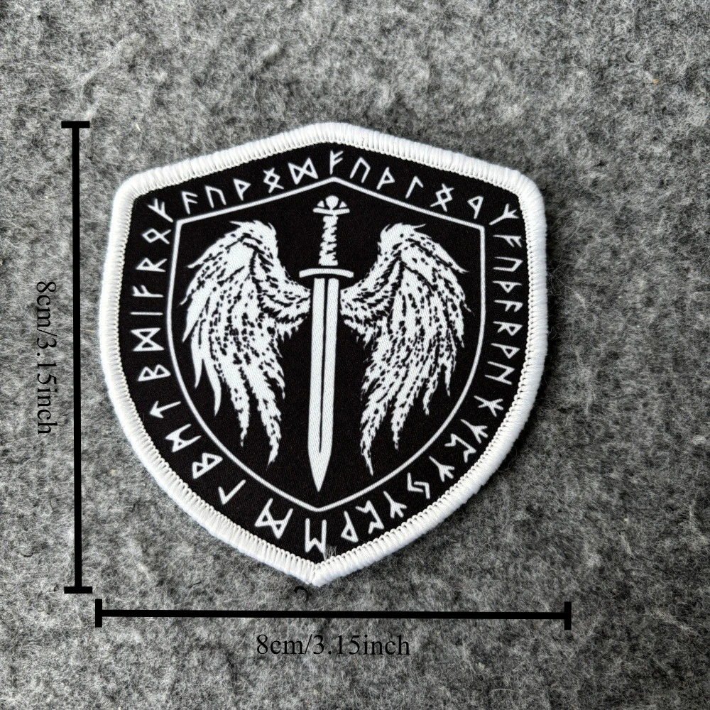 Parche táctico velcro espada alas runas vikingas para ropa - imagen 5