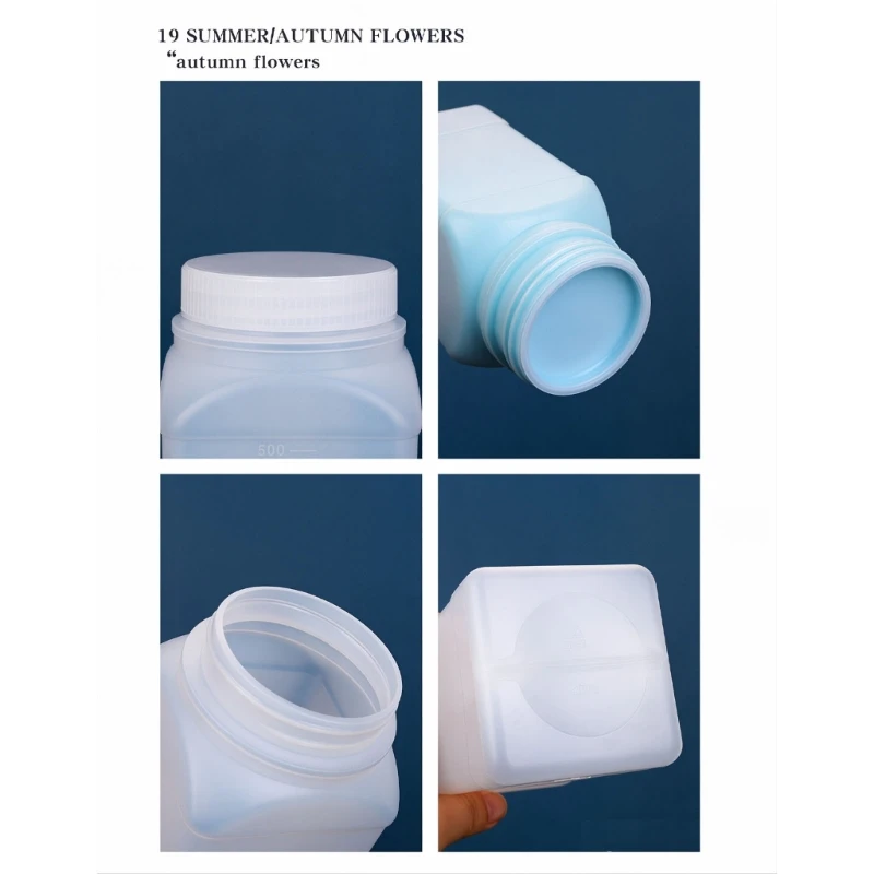 Botellas HDPE cuadradas con tapa de rosca apertura ancha para polvos - imagen 3