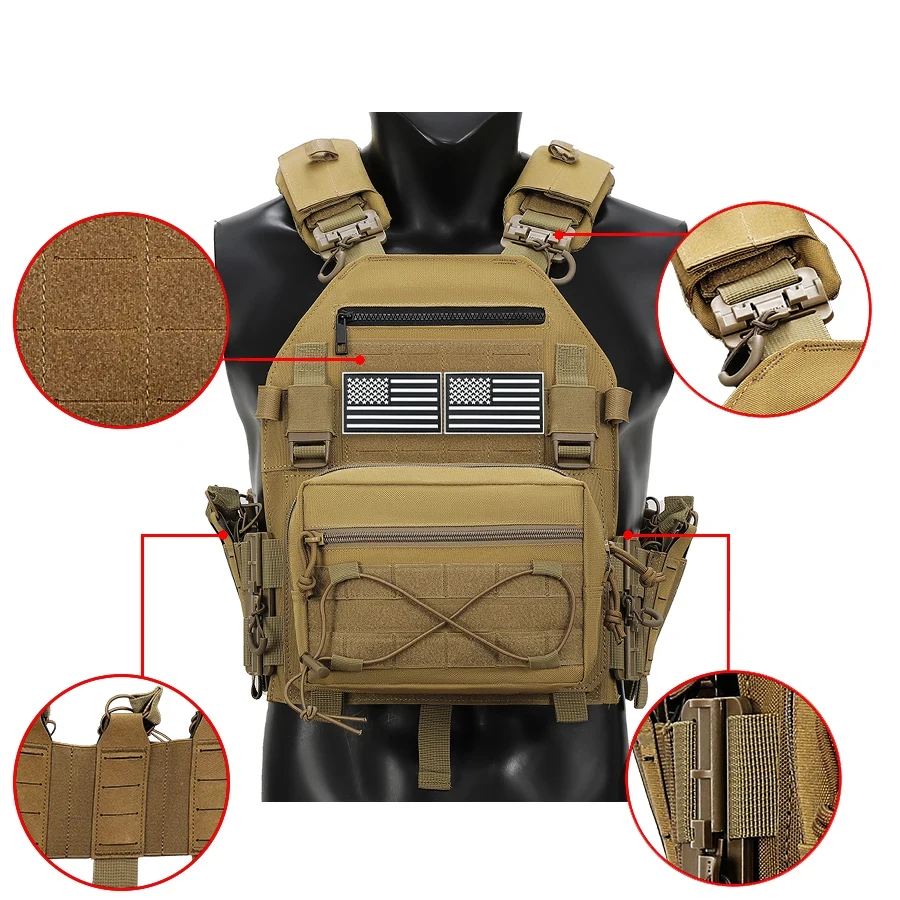 Chaleco táctico liberación rápida MOLLE con velcro y cintura elástica - imagen 5