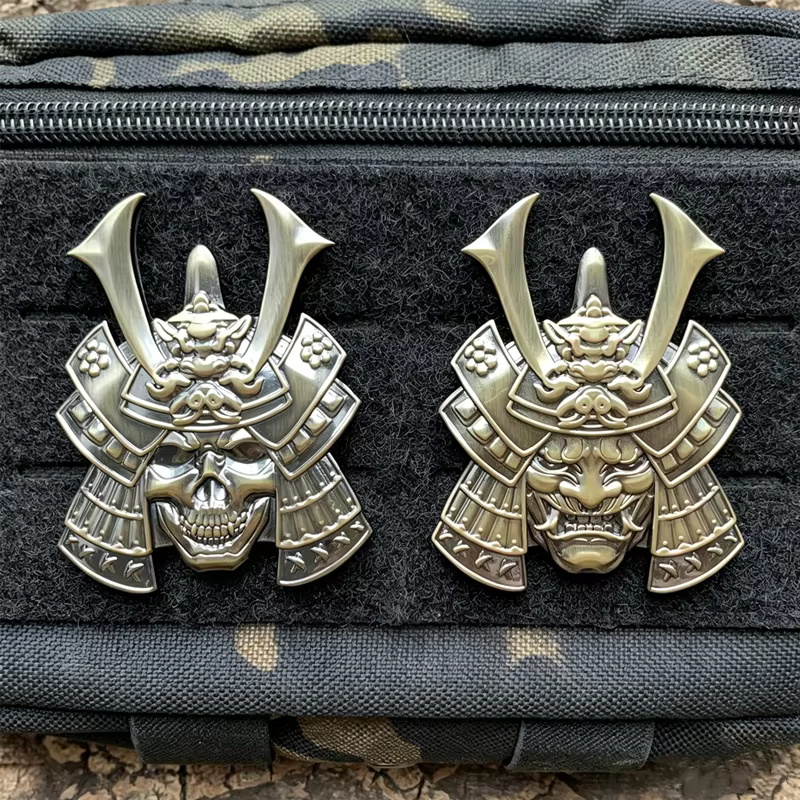 Parche táctico metálico Oni Samurai esqueleto, para chaquetas - imagen 2