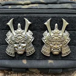 Parche táctico metálico Oni Samurai esqueleto, para chaquetas