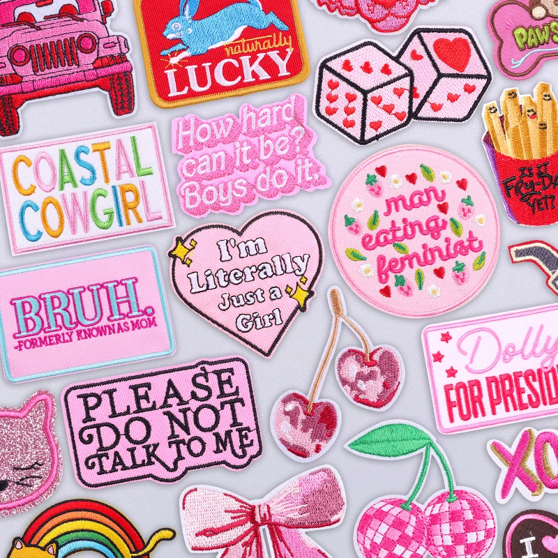 Parche bordado rosa retro de dibujos animados para chaqueta y bolso - imagen 2