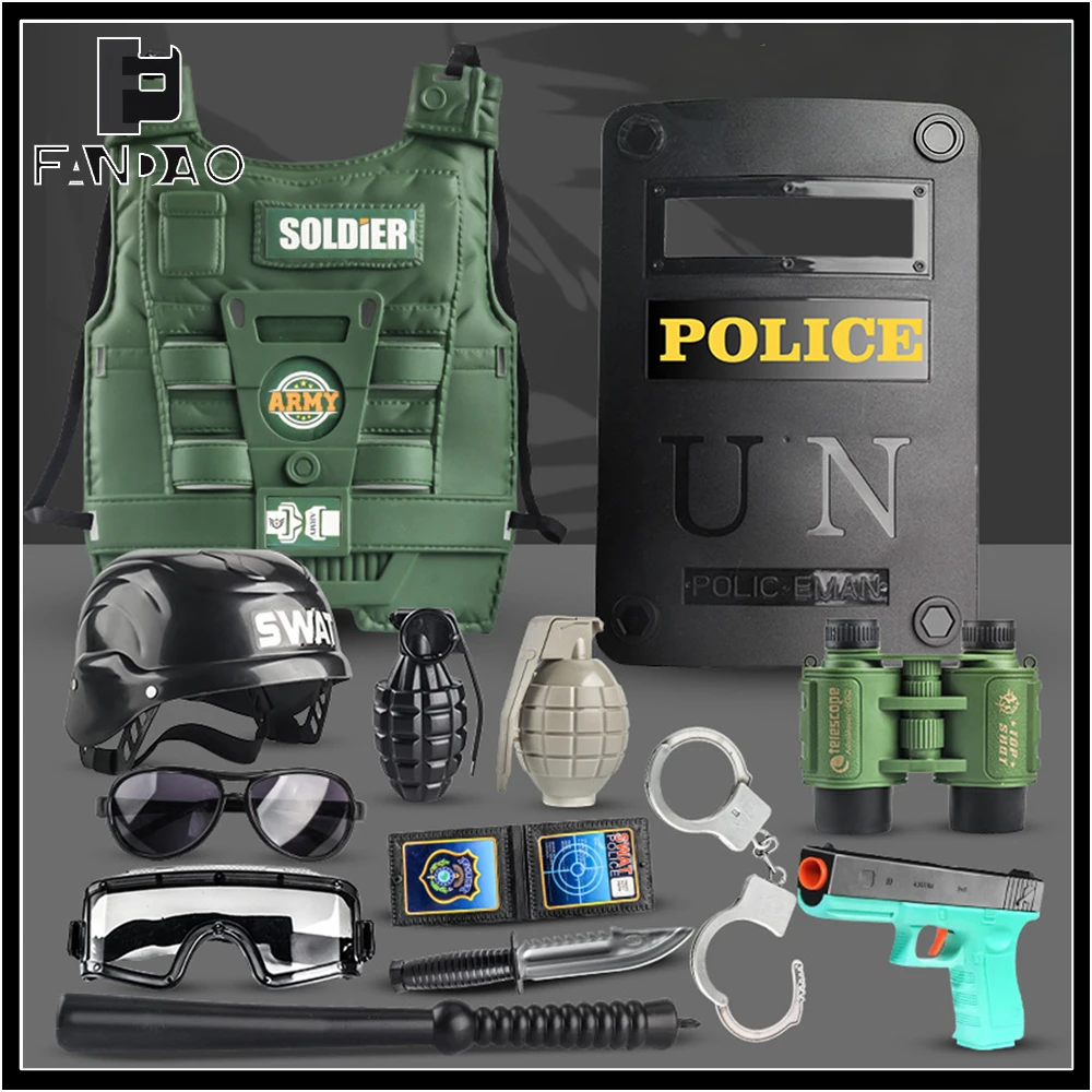Casco táctico infantil con chaleco protector y gafas NVG juego rol