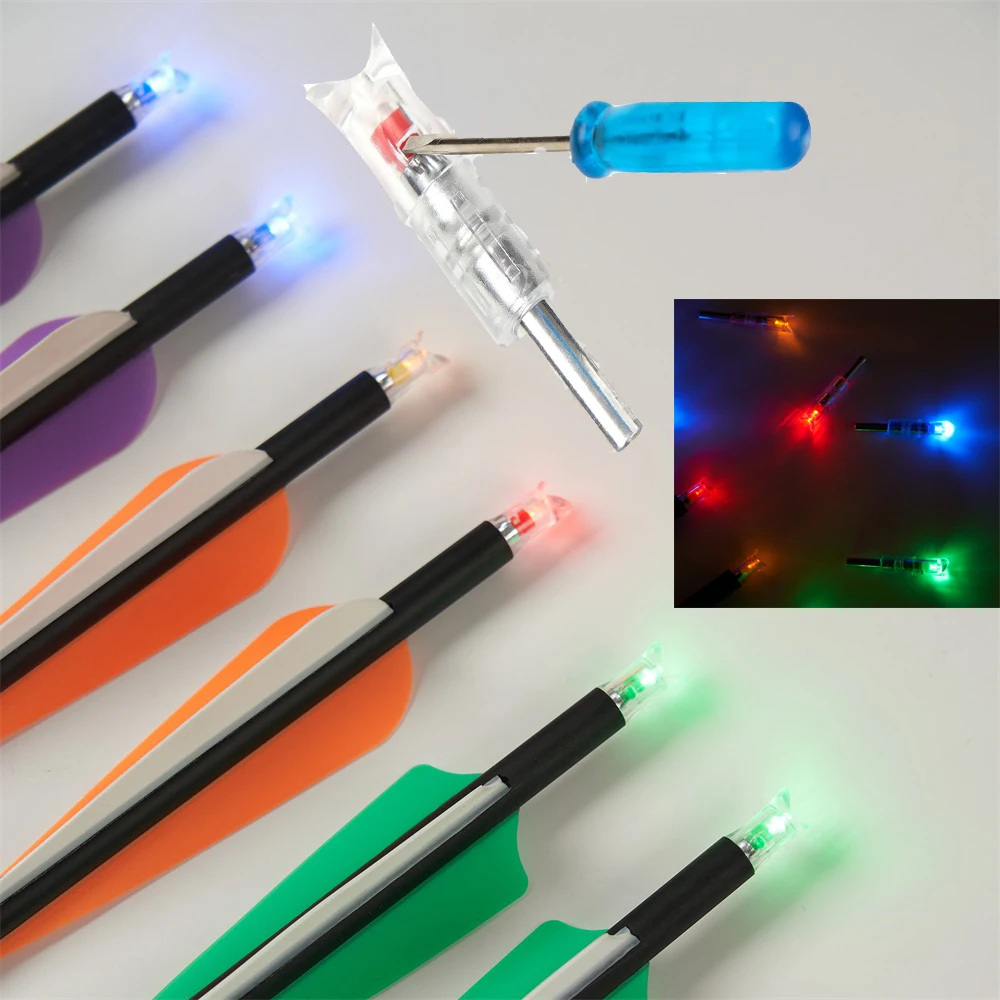 Nocks LED para flechas de ballesta, visibilidad nocturna y punta