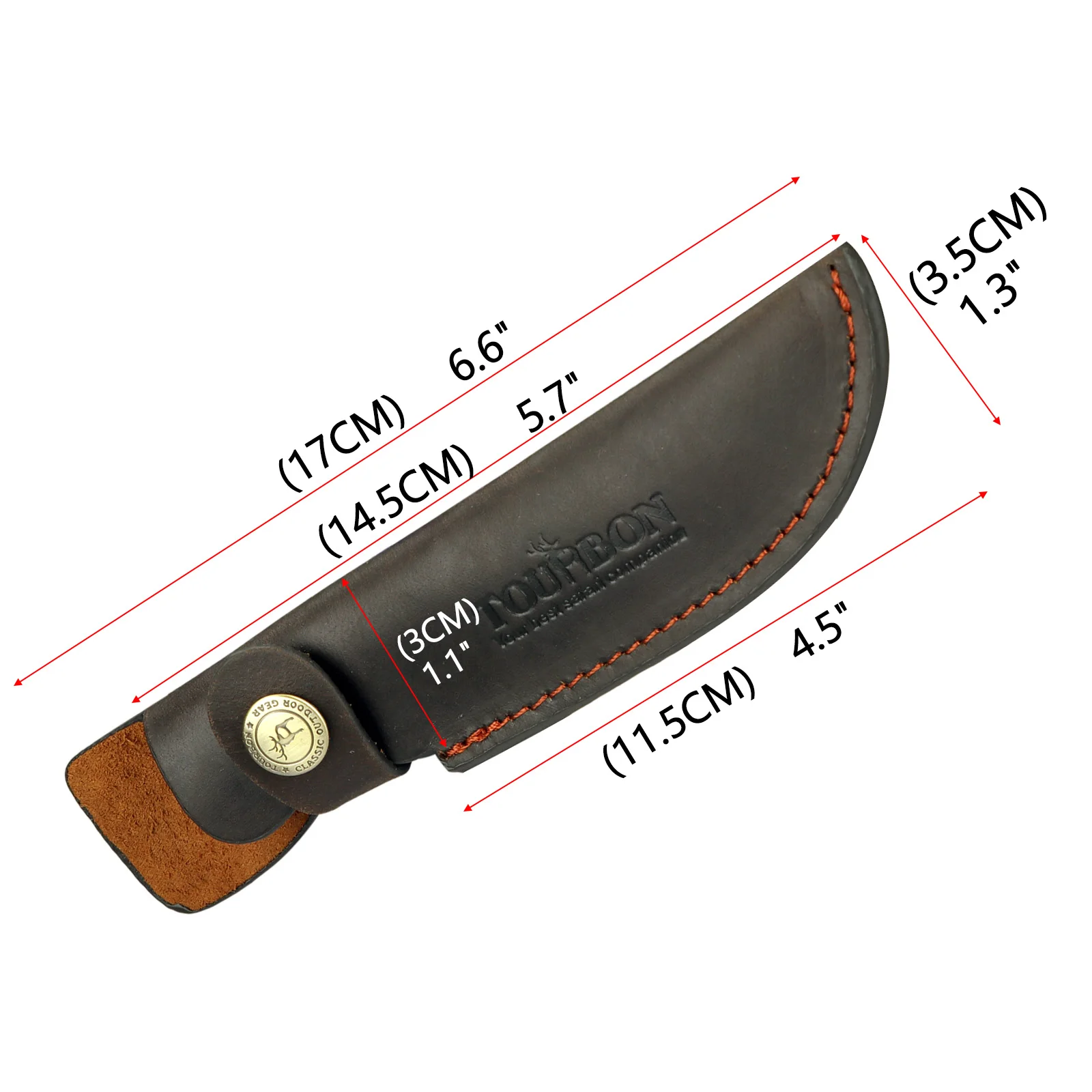 Tourbon Funda de cuchillo de cuero para hoja fija con cinturón - imagen 4