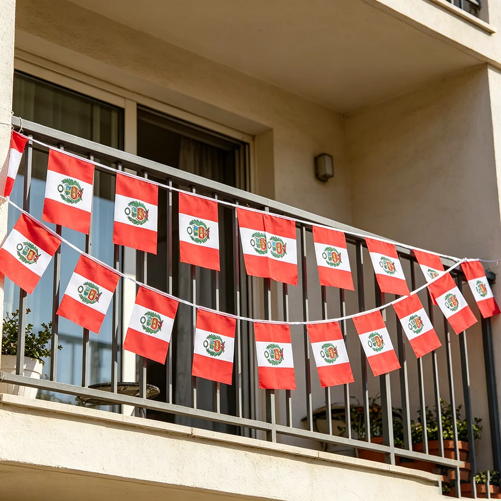 Banderines banderas de Perú guirnalda para decoración en fiestas - imagen 5