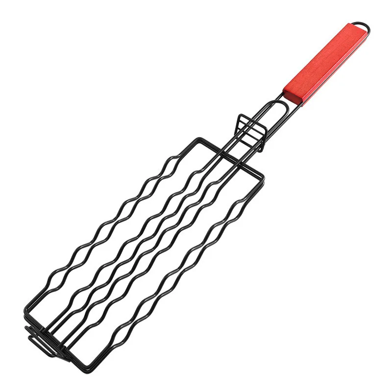 Red para barbacoa de salchichas antiadherente con mango de madera - imagen 5