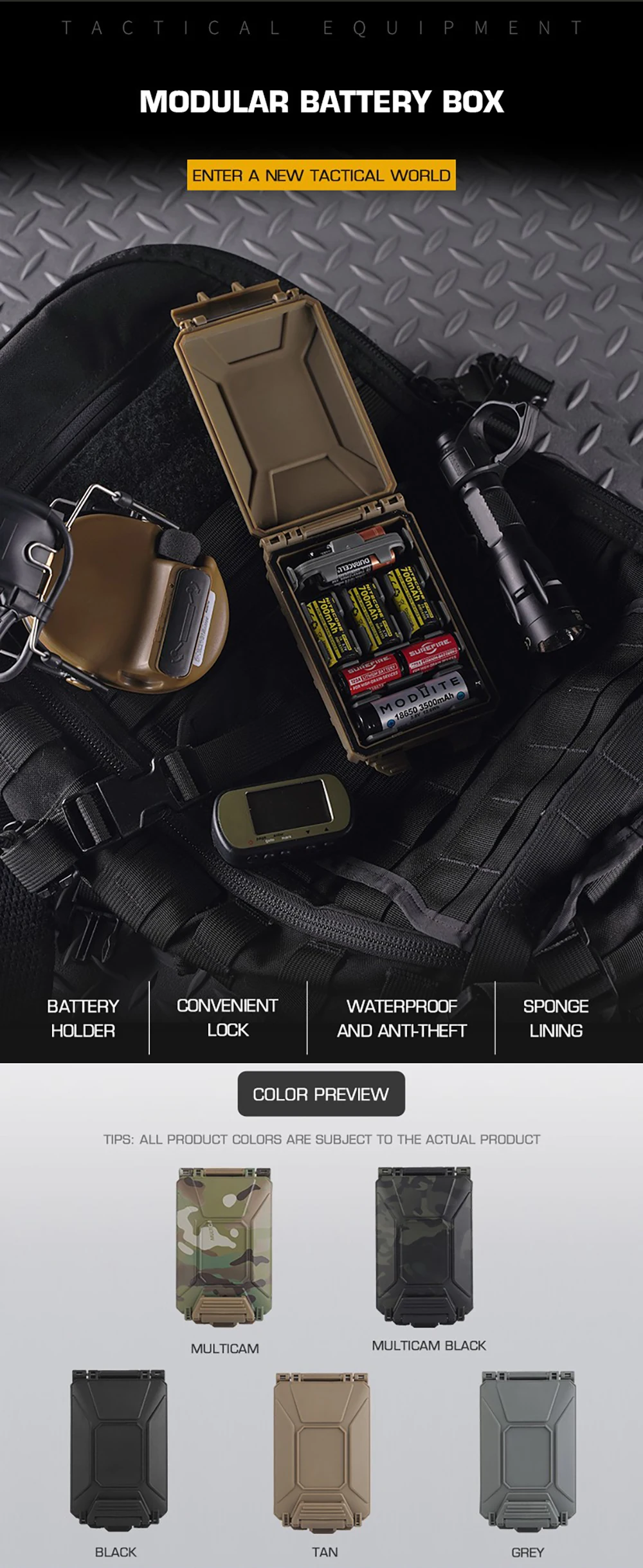 Caja táctica modular para baterías MOLLE