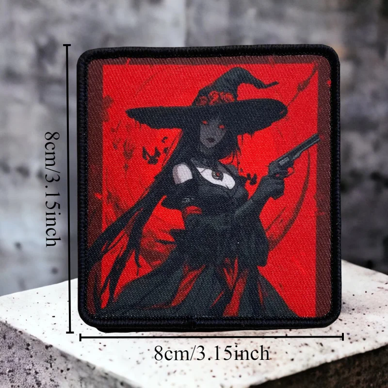 Parche táctico de bruja negro y rojo