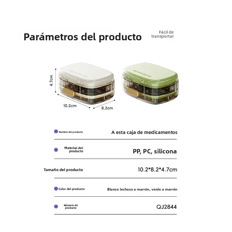 Pastillero portátil organizador semanal para medicación diaria