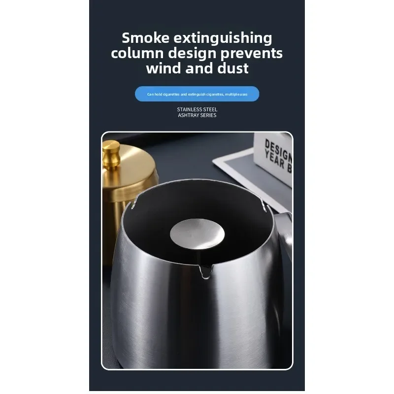 Cenicero antiviento antimosquitos de acero inoxidable gris para hogar - imagen 5