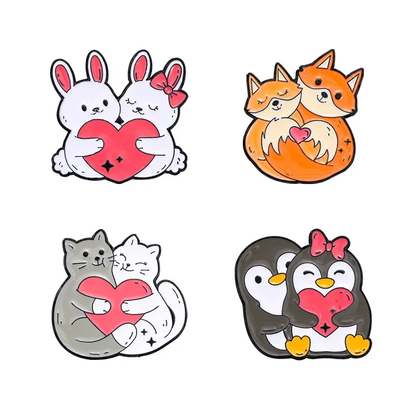 Broche pingüino gato conejo zorro San Valentín para ropa - imagen 4