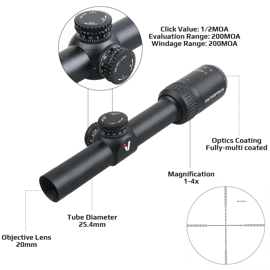 Victoptics mira telescópica táctica VMD-2 retícula 1/2MOA para rifle - imagen 2