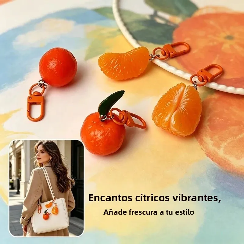 Llavero naranja miniatura colgante decorativo para bolso - imagen 5