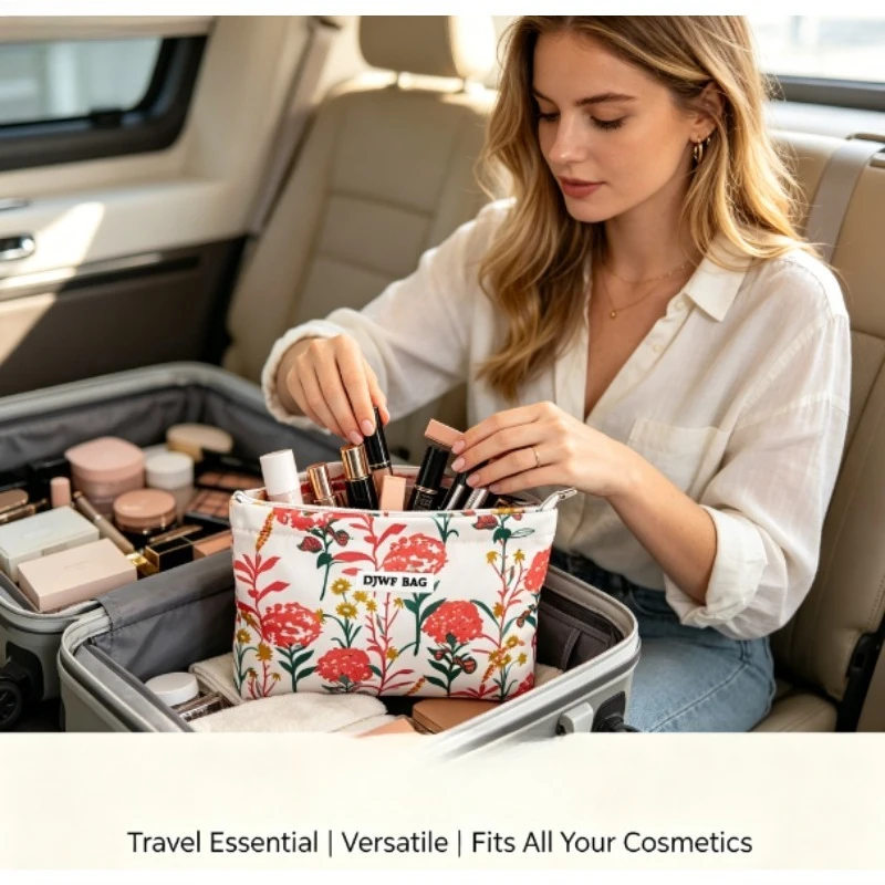 Bolsa de cosméticos floral gran capacidad portátil lujo mujer - imagen 2