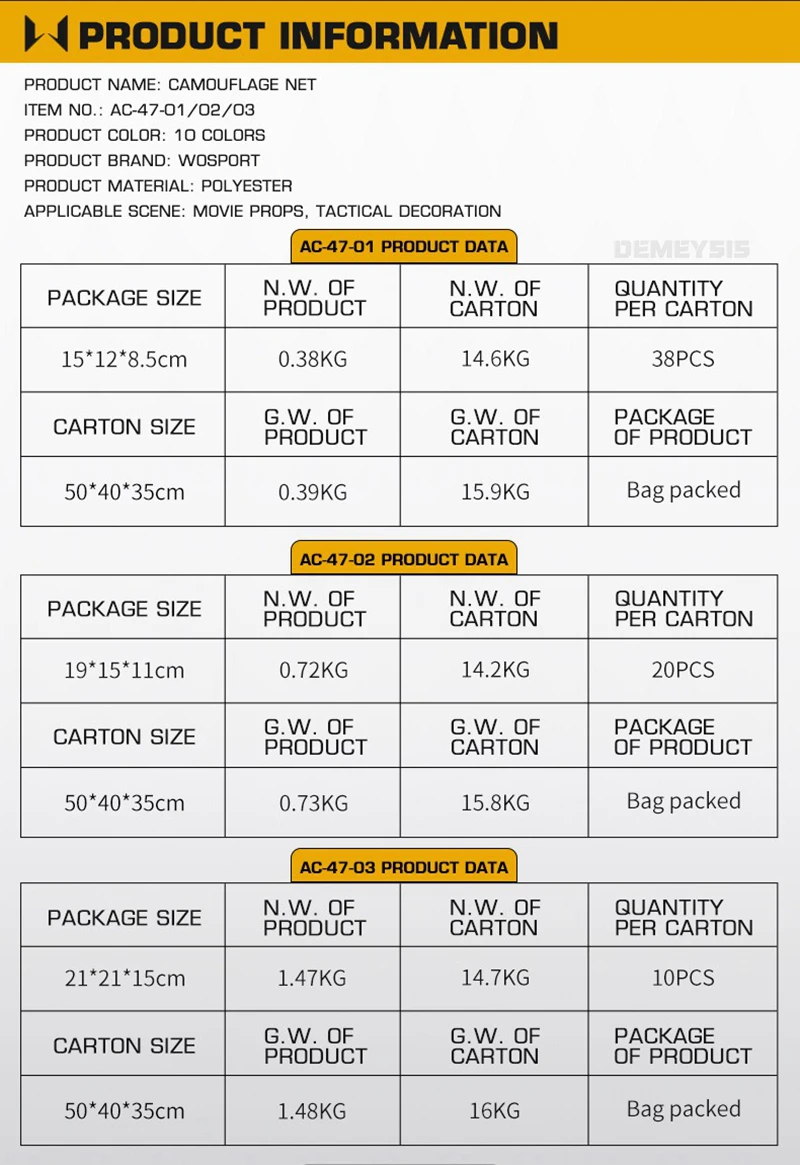 Variedad de patrones de camuflaje disponibles