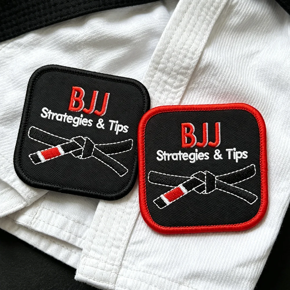 Parche bordado BJJ con estrategias y cierre de gancho punk biker - imagen 4