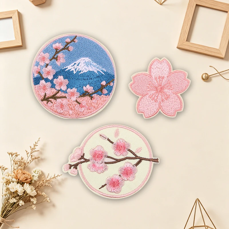 Parche termoadhesivo bordado sakura y Monte Fuji para chaqueta/mochila - imagen 4