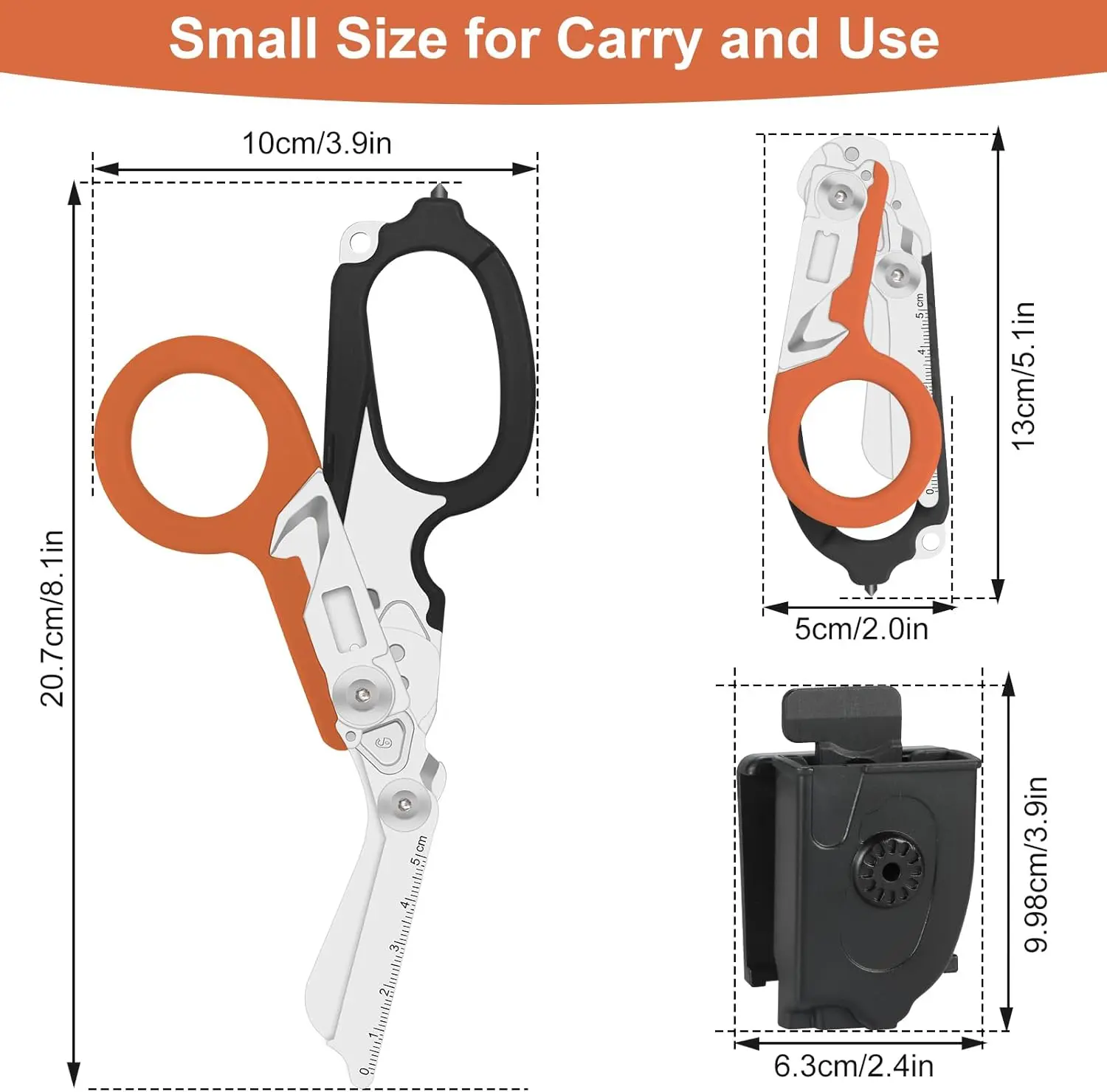 Trauma Raptor Tijeras de rescate para trauma EDC con funda