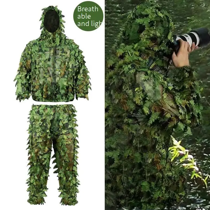 Traje de caza biomimético camuflaje tridimensional hojas verdes - imagen 3