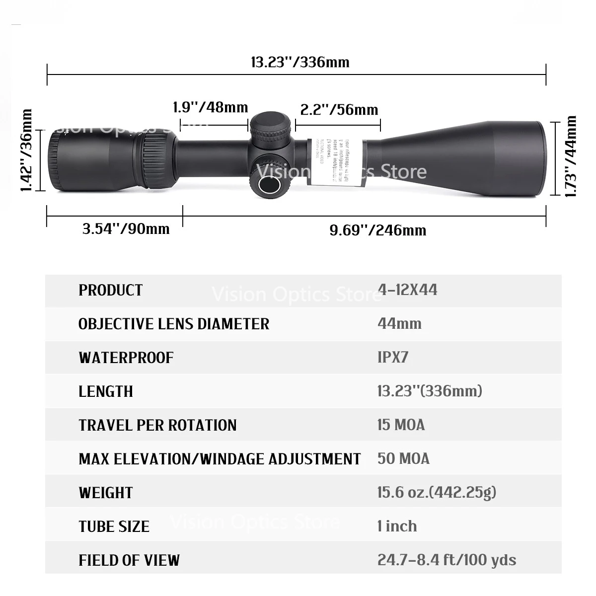 Mira telescópica Optics Tactical II BDC MOA con retícula cruzada - imagen 5