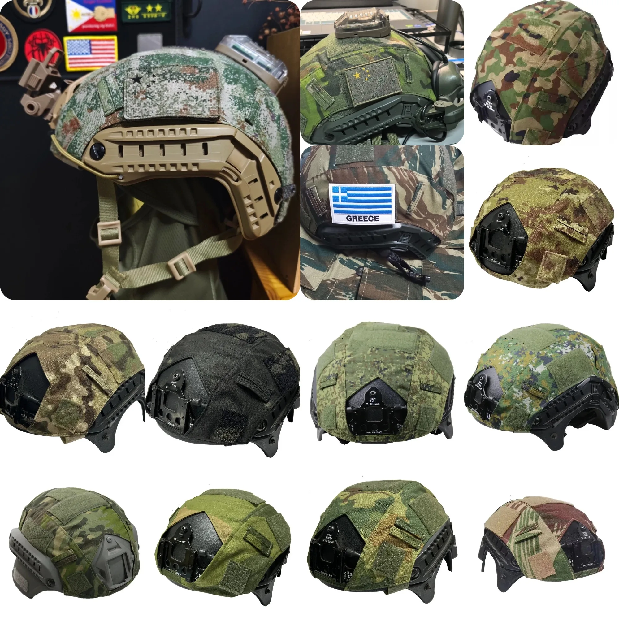 Funda de casco rápida táctica algodón y poliéster EMR camuflaje - imagen 4