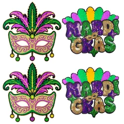 Parche termoadhesivo hierro Mardi Gras bordado grande Nueva Orleans
