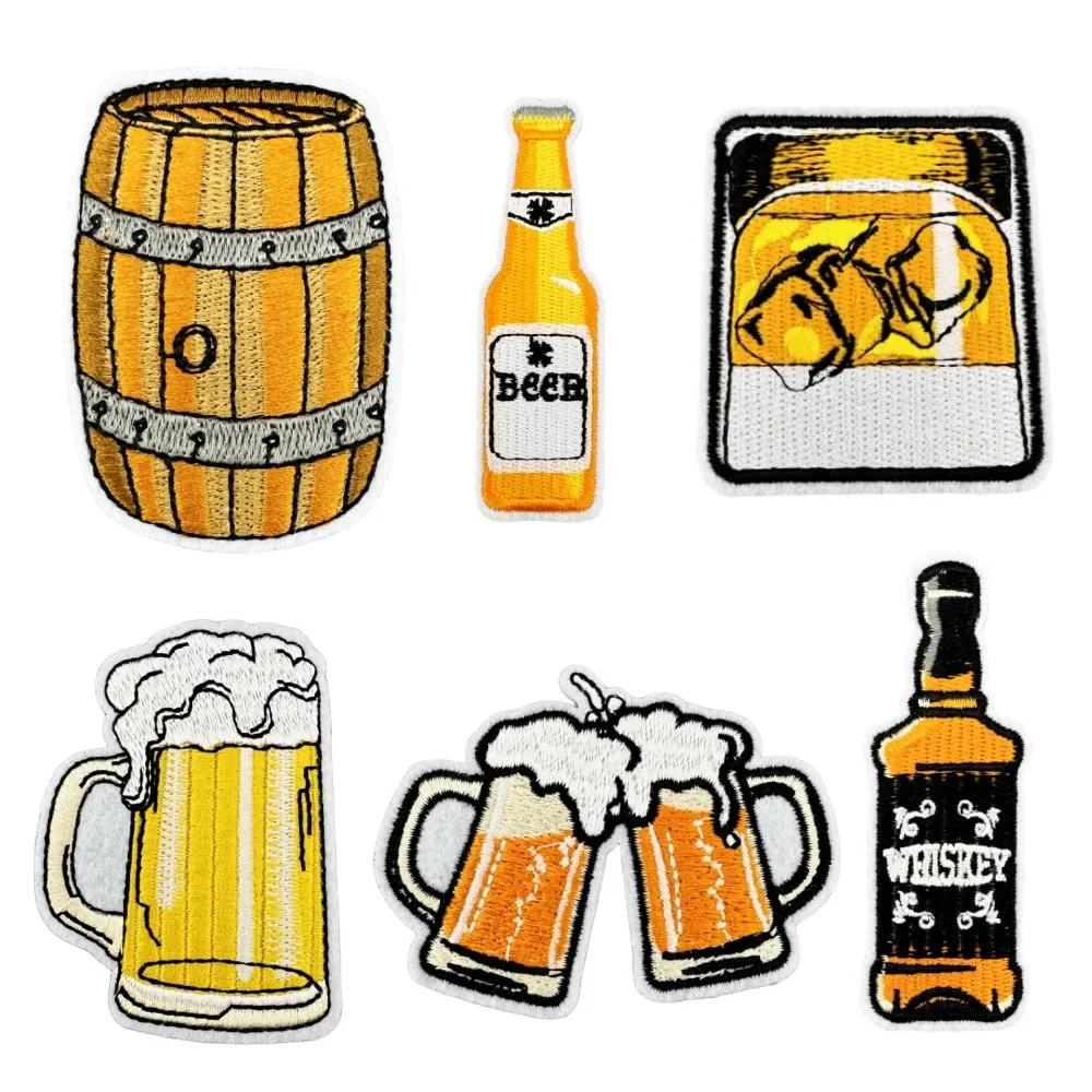 Parche bordado termoadhesivo barril de vino y botella whisky - imagen 5
