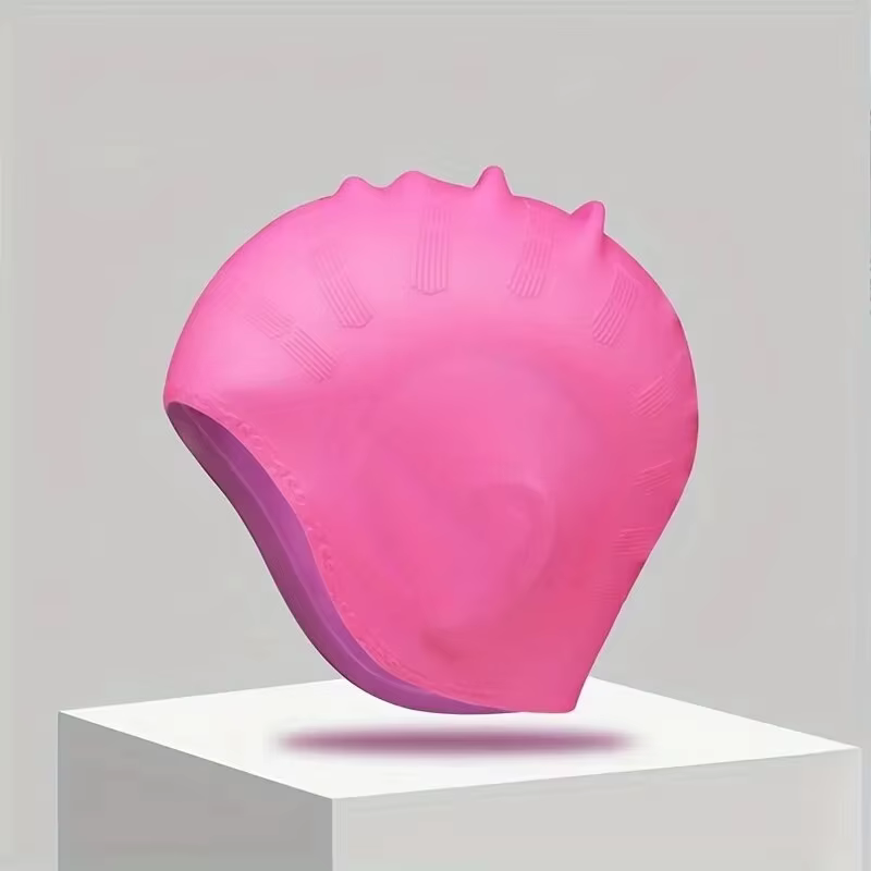 DIZETION Gorro natación silicona duradero bolsillos orejas pelo largo - imagen 5