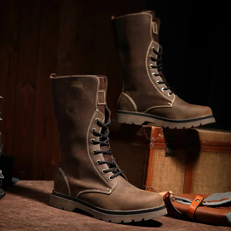 KOWM Botas tácticas de senderismo impermeables de cuero vacuno - imagen 4