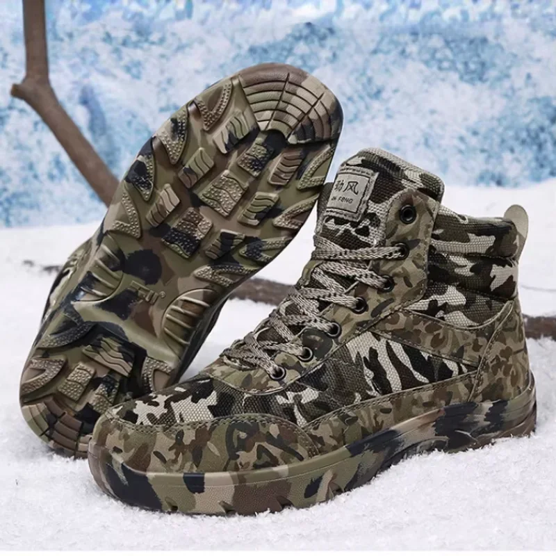 Botas militares de invierno camuflaje antideslizantes hombre