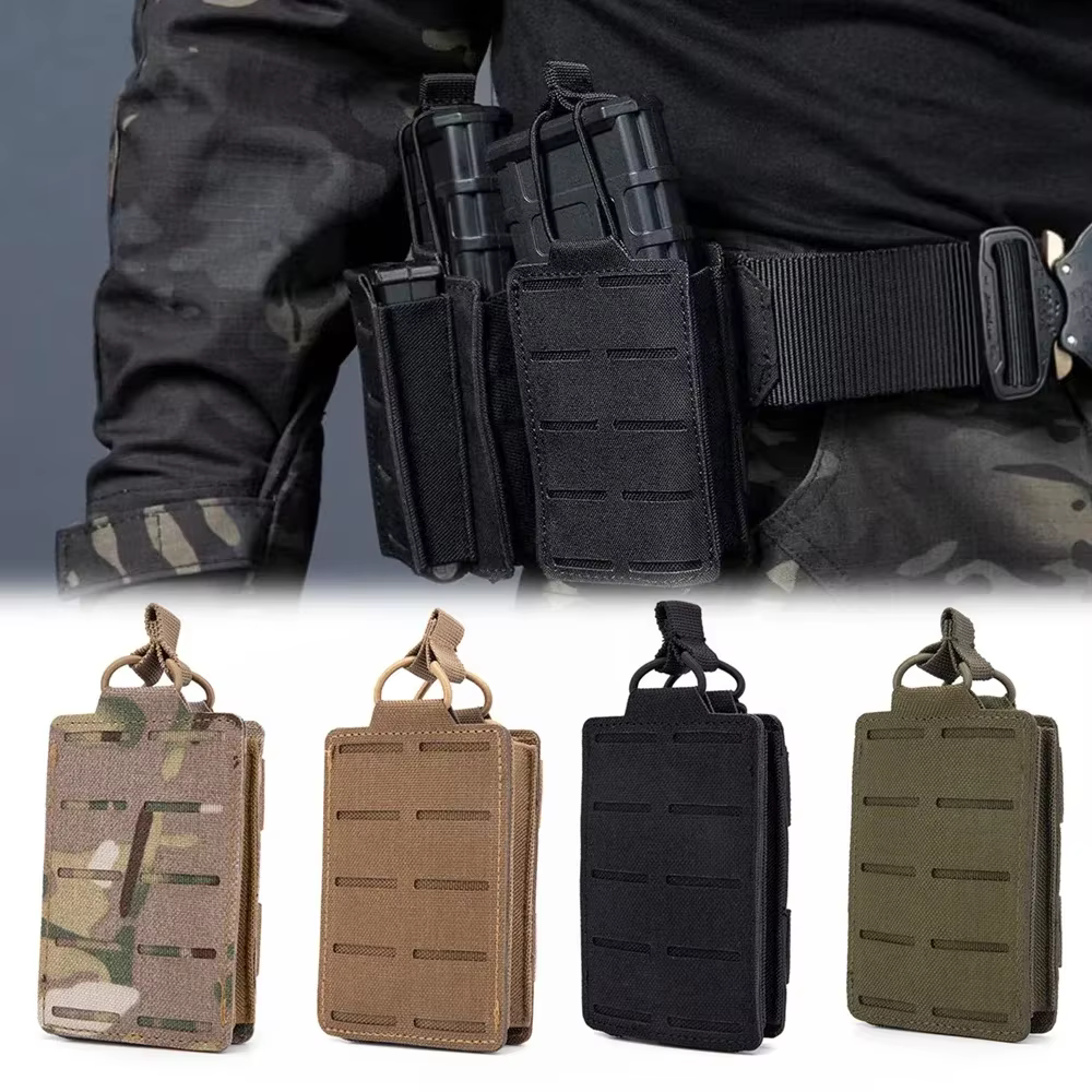 Bolsa táctica Molle M4 para pistola y linterna con tapa abierta - imagen 3