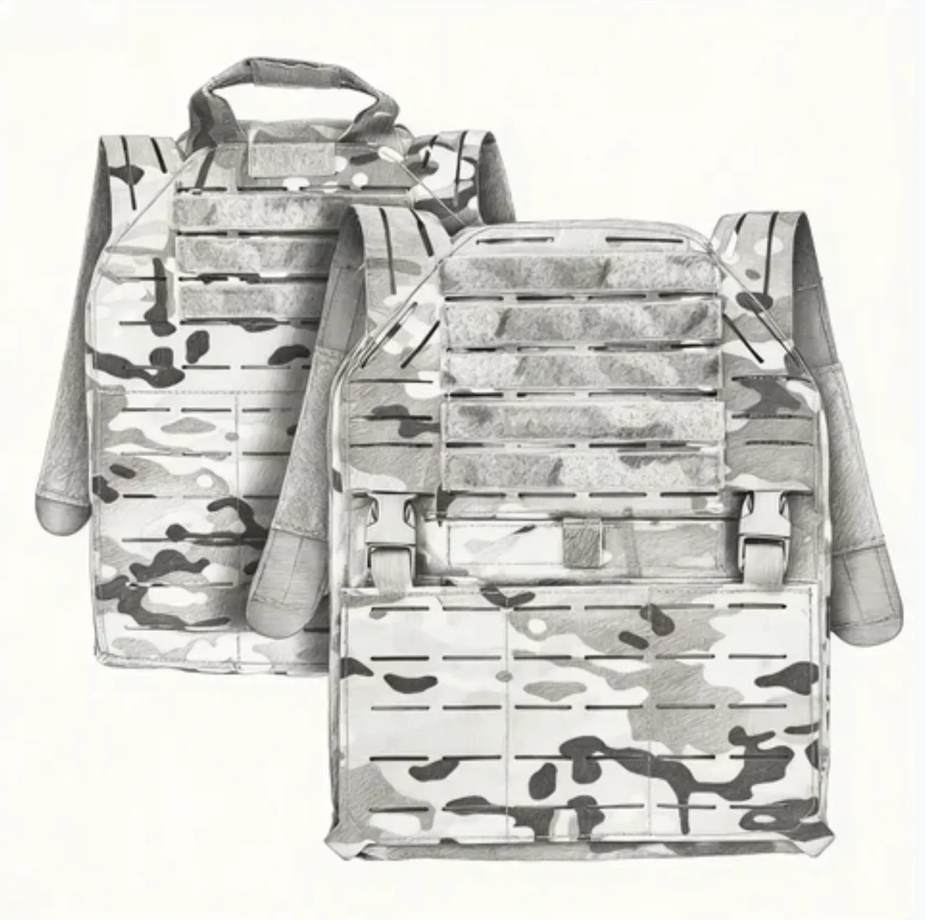 Chaleco táctico portaplacas modular 500D MOLLE camuflaje IR láser - imagen 4