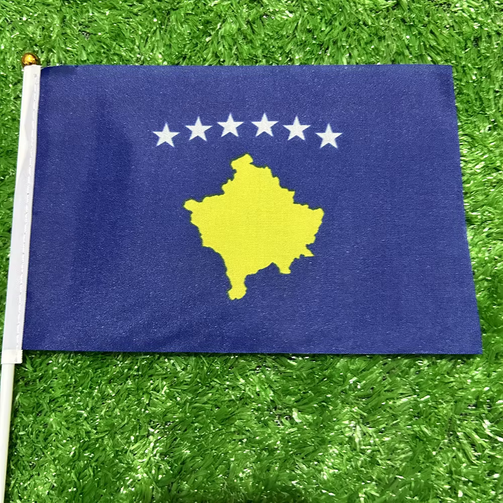 Bandera Kosovo ondeando poste plástico 21x14 cm decoración hogar - imagen 4